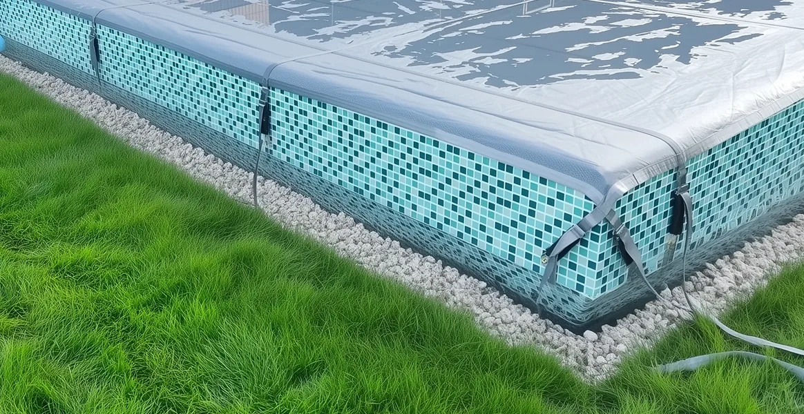 Покрывало для бассейна под снегом — защита зимой в Иркутске